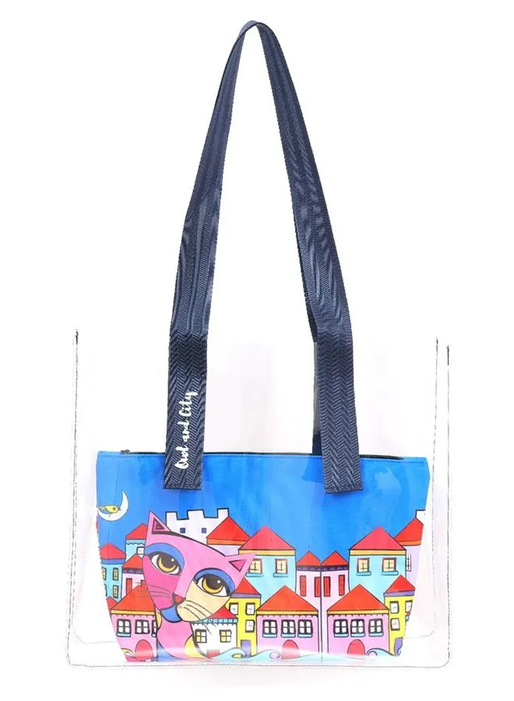 Owl And City Transparent Shopping and Beach Bag