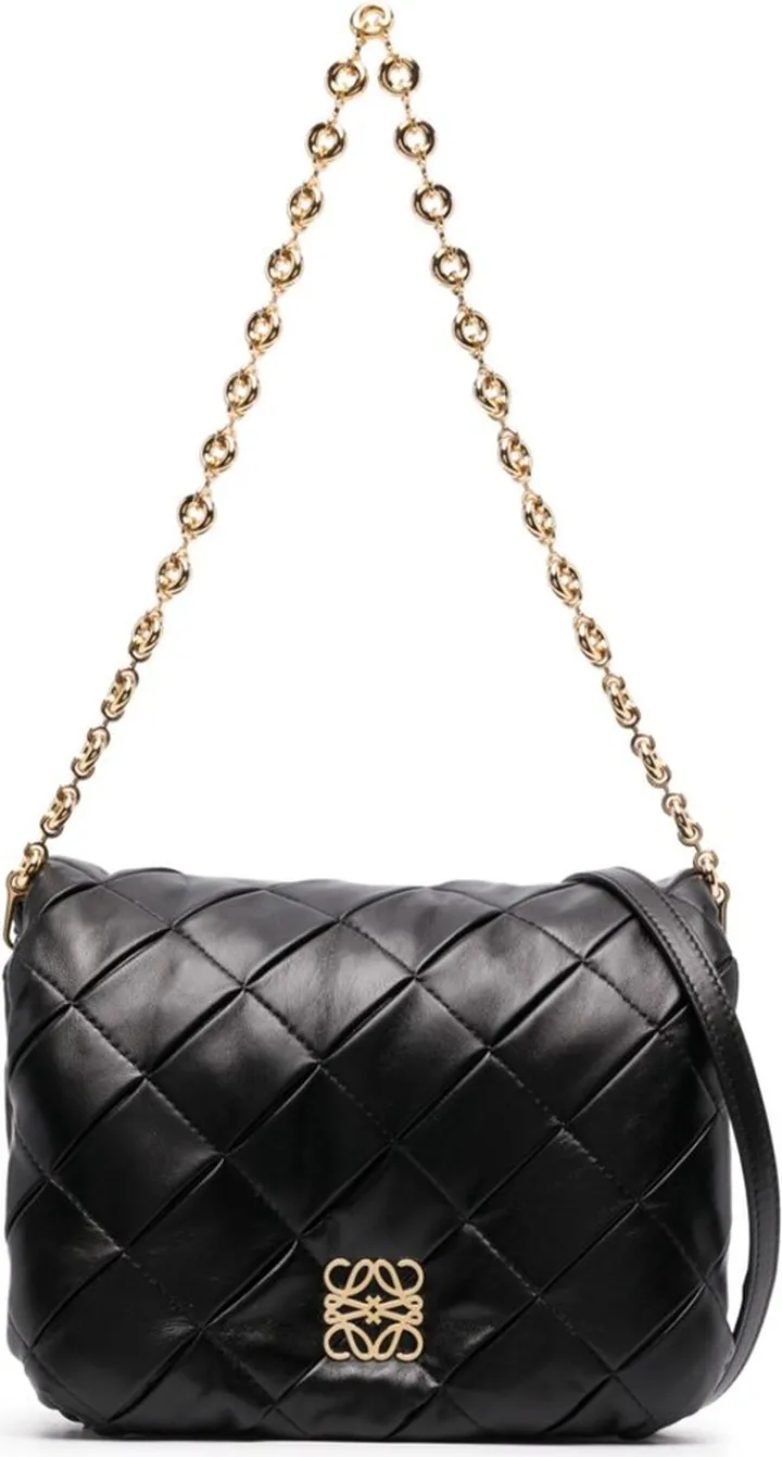 Black Puffer Goya Leather Shoulder Bag
