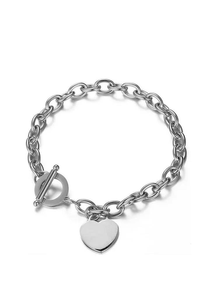 Heart Stainless Steel Charms Bracelets For Girls Women Jewelry