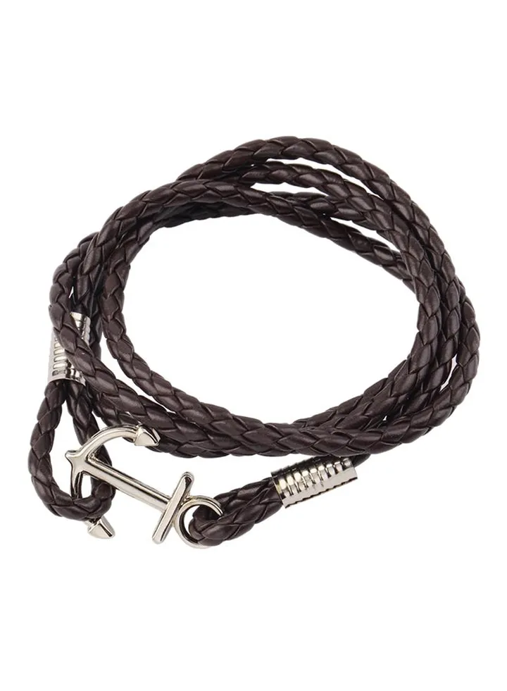Anchor Wrap Leather Bracelet