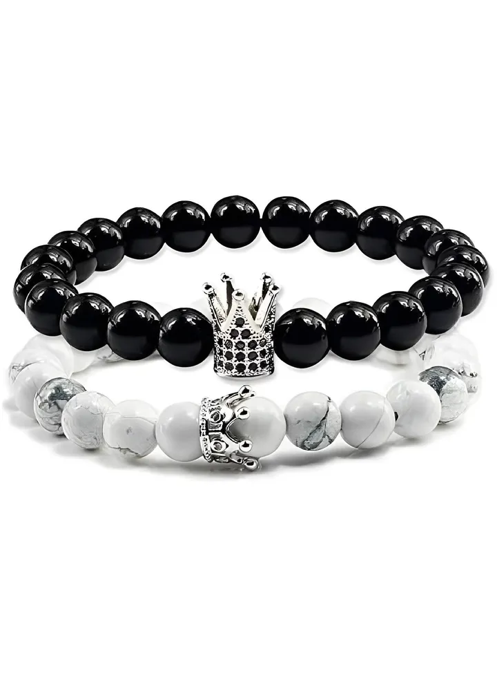 Couple Distance Beads King and Queen Stone Bracelet