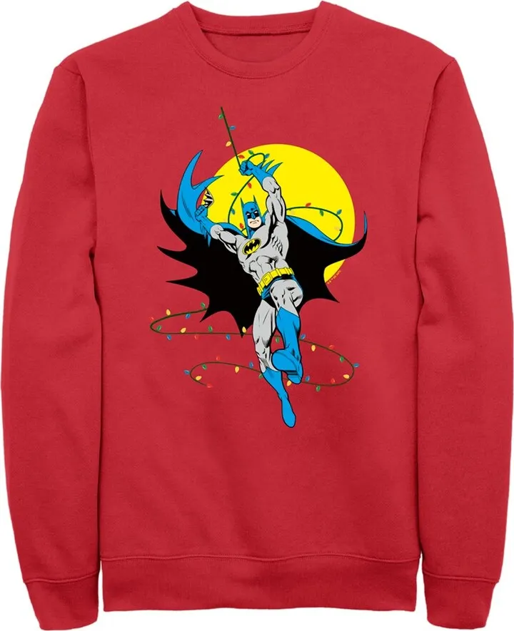 Men's Batman Christmas Light Swing Sweatshirt - Red - 3X Large