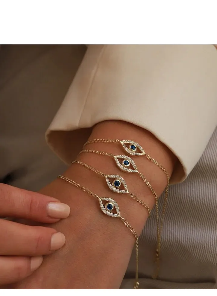 Evil Eye Enamel Bracelet - Silver