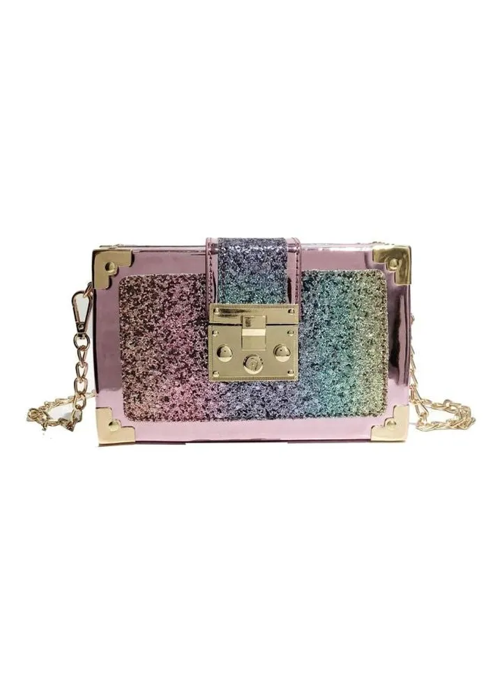 Embellished Crossbody Bag Pink/Gold/Blue