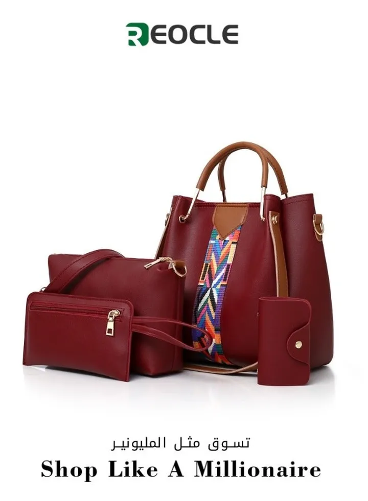 Women Handbags Shoulder Bags 4 Pcs Handbags for Ladies Top-Handles Crossbody Bags Purse Wallet