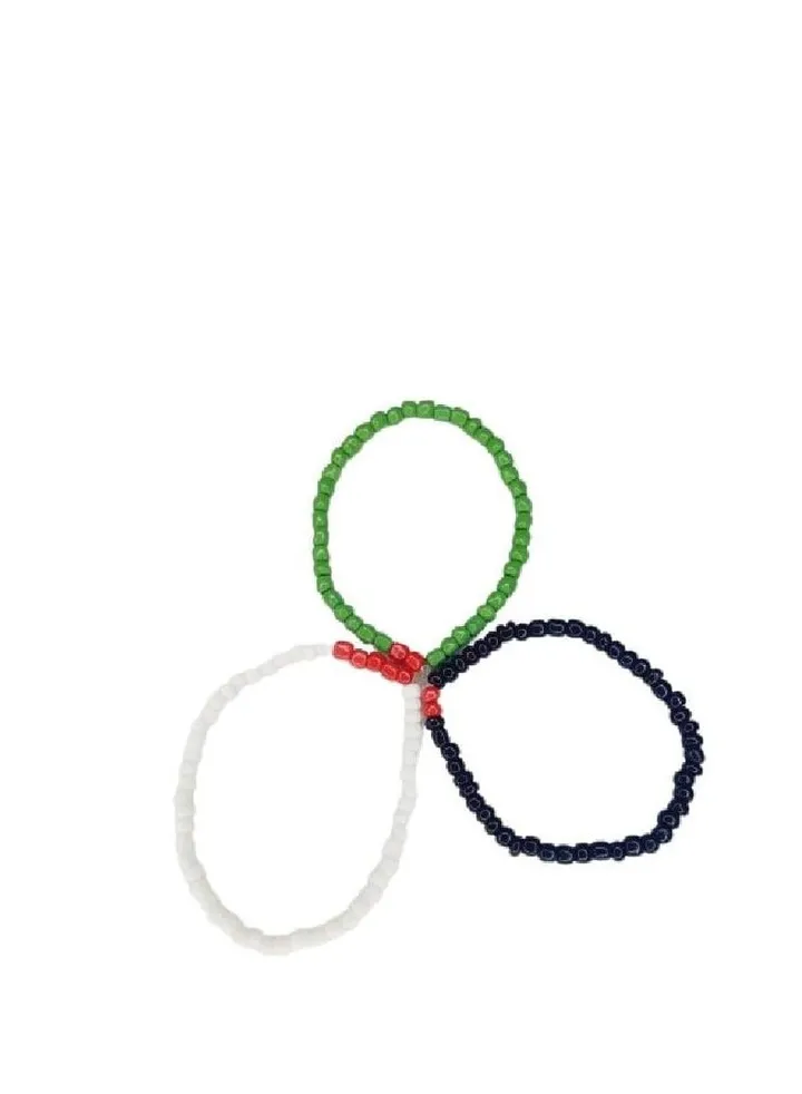 Charms in the shape of the Palestinian flag made of beads, 3 pieces