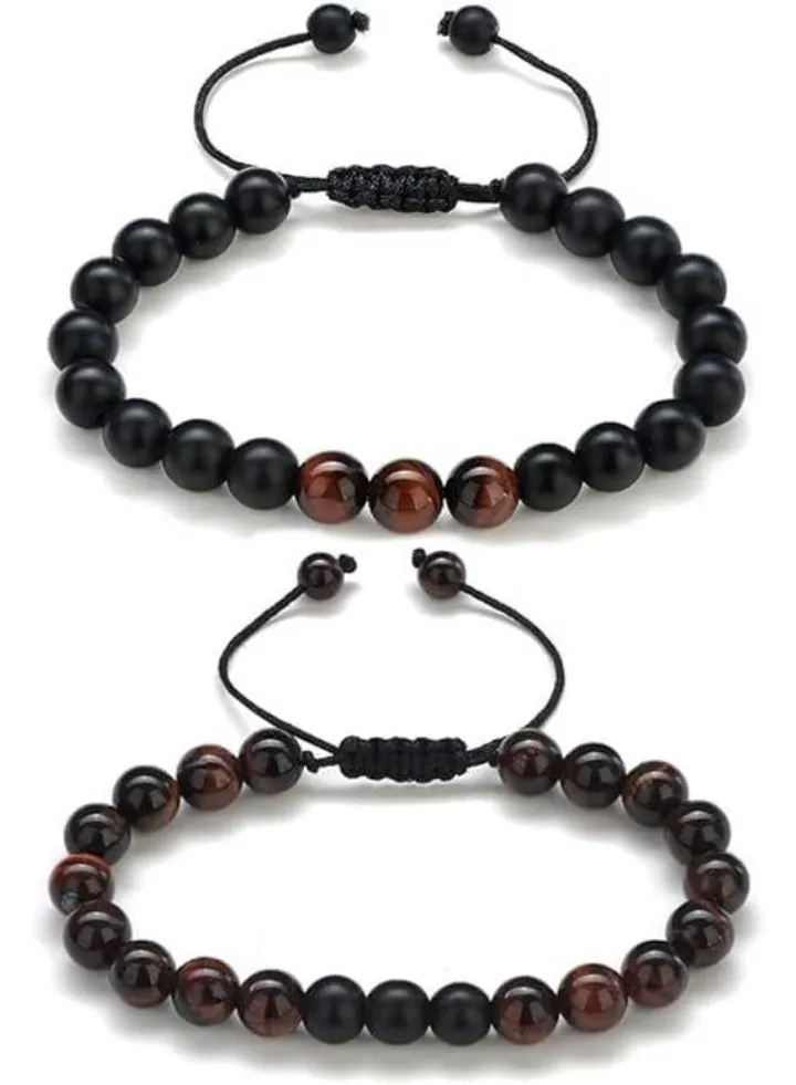 Tiger eye bracelet Two-piece matte black tiger