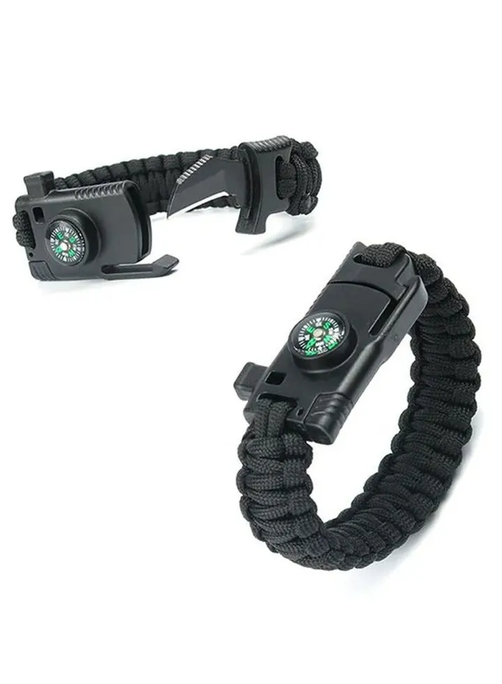 Multifunctional Outdoor Survival Bracelet Whistle for Hiking Camping Boating Travel Outdoor Emergency Rescue Wristband Survival Bracelet for Adults Unisex