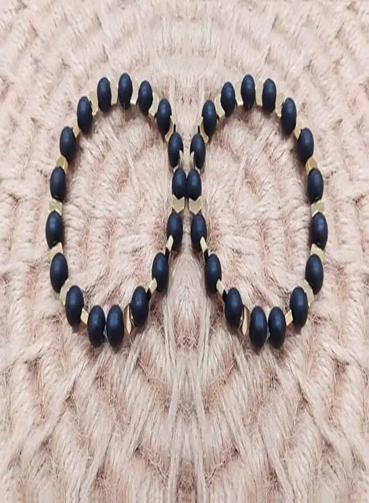 Handmade Black Agate Stone Men's Bracelet