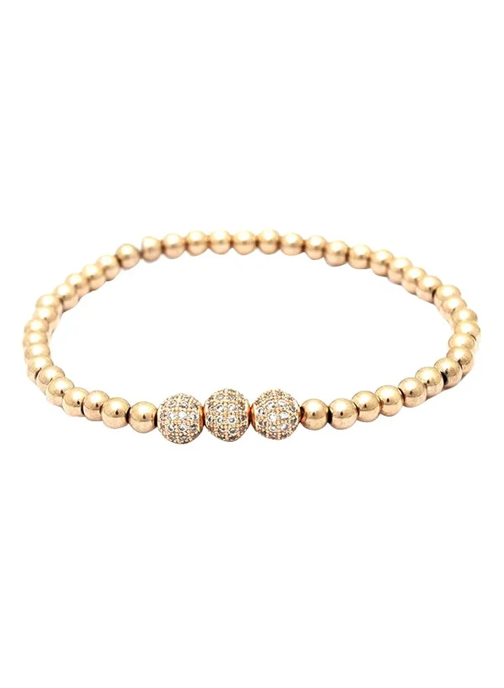 Spheres Cubic Zirconia Studded Bead Bracelet