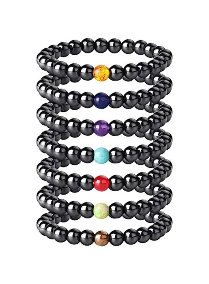 7-Piece Hematite Chakra Magnetic Therapy Bead Bracelet