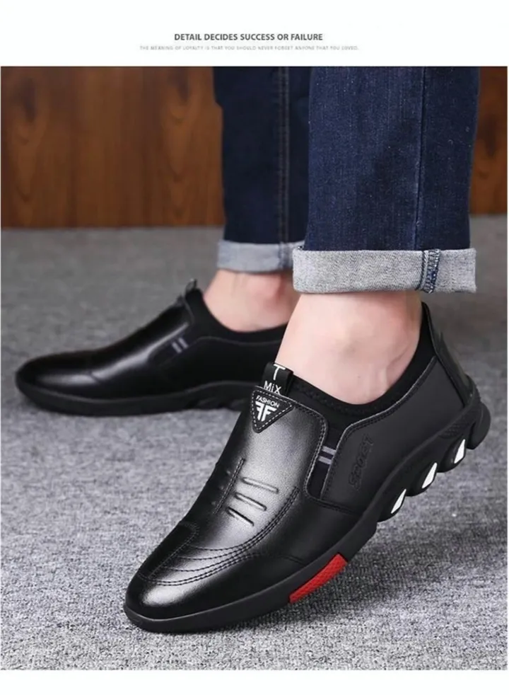 Men's Business Formal Leather Shoes Lace-Up Rounded Toe Fashion Oxford Shoes with Low Heel