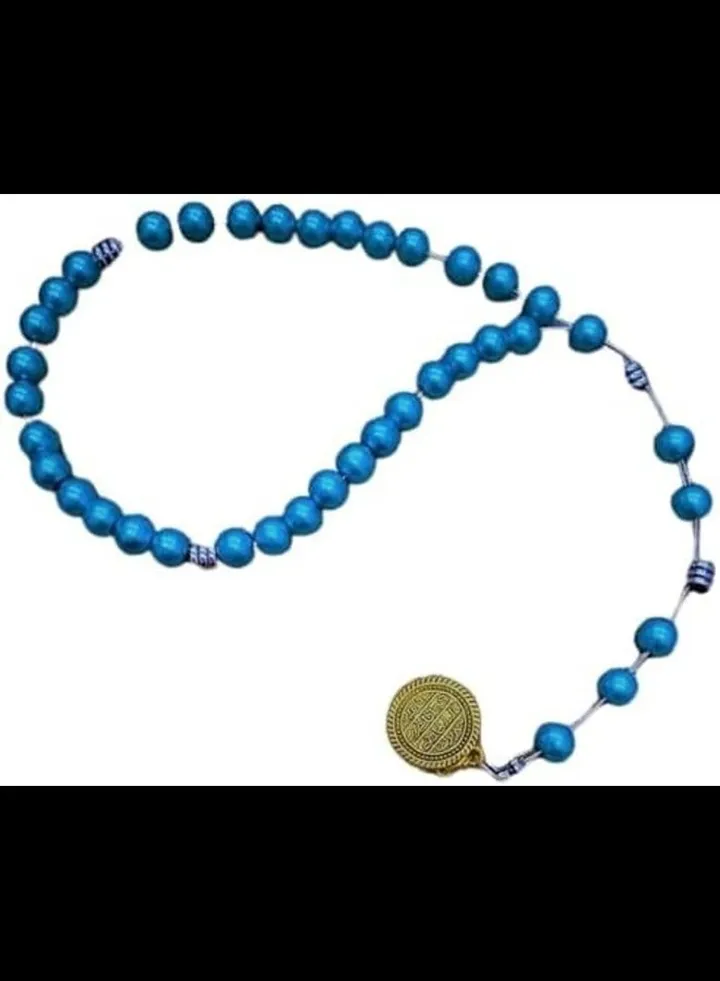 Islamic Rosary 33 turquoise beads unisex bracelet with a gold pendant