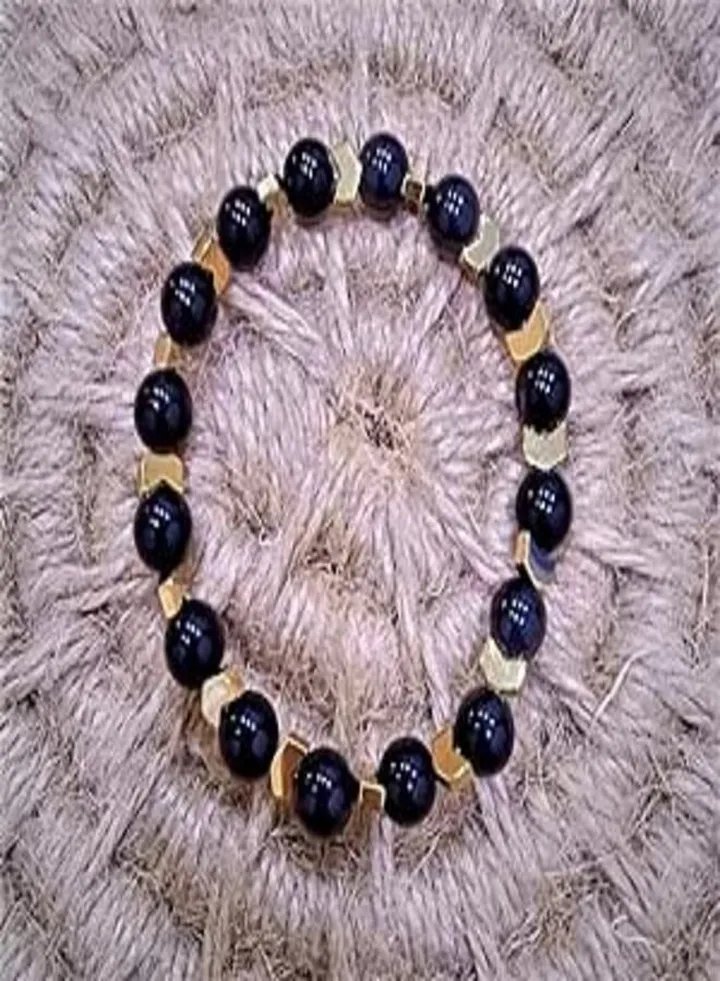 Unisex black and gold bracelet 2pcs