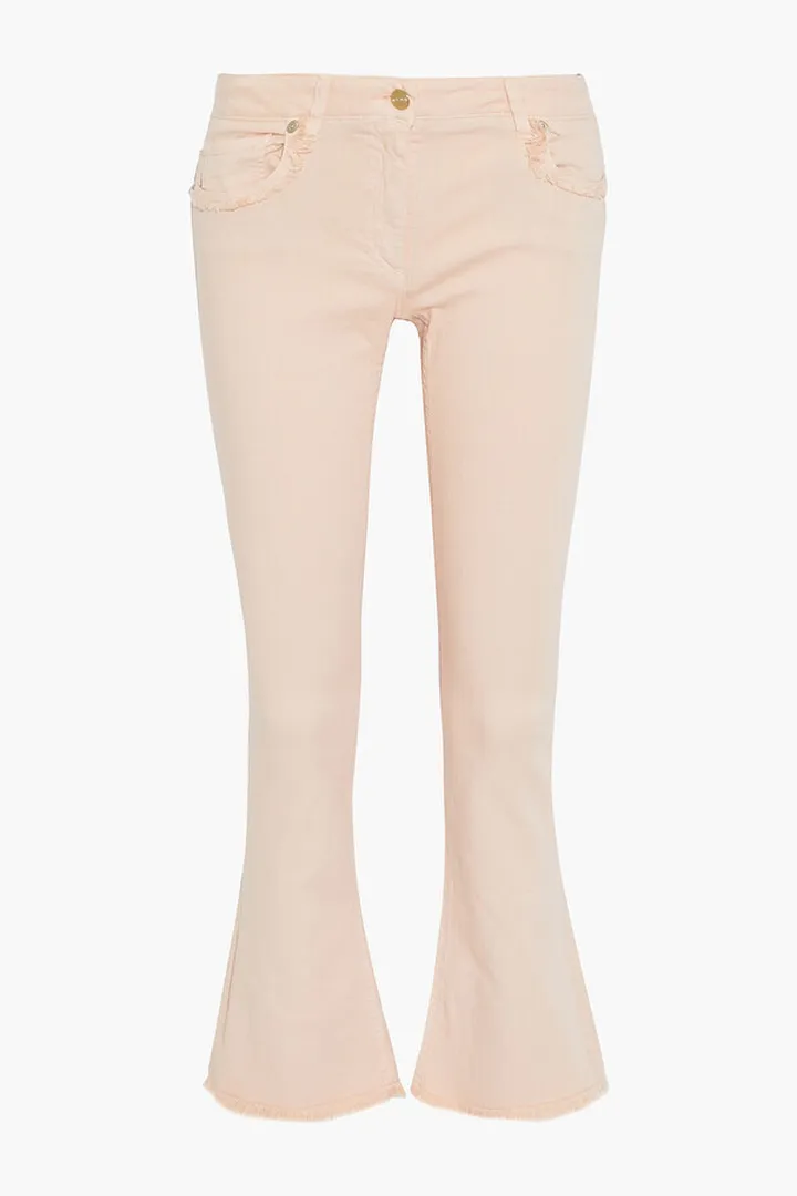 Frayed low-rise bootcut jeans