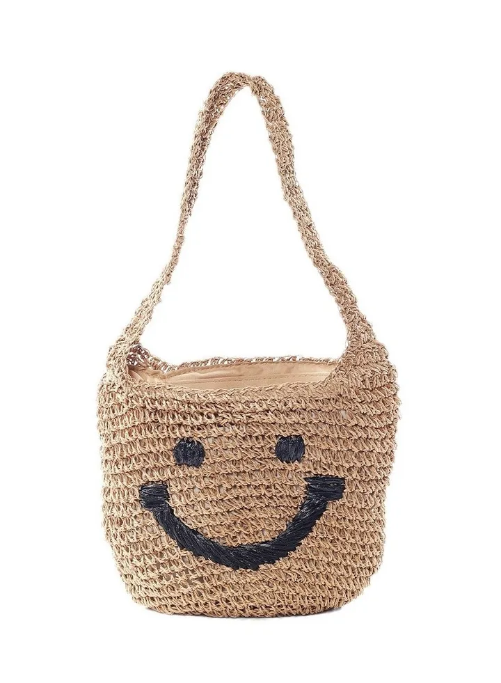New Paper Rope Crochet Smiling Face Woven Bag