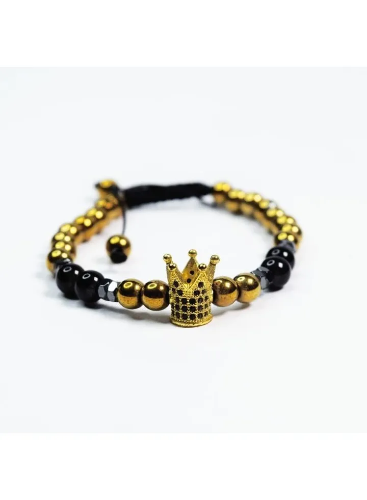 unisex paracord bracelet with stainless steel beads & gold crown