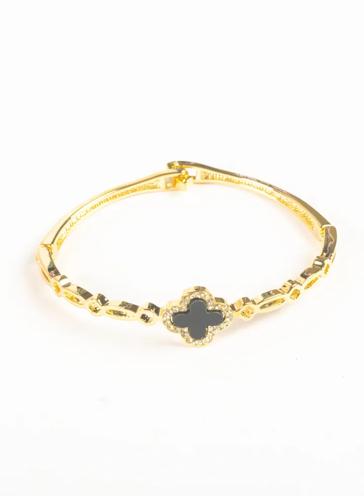 Zirconic Clover Leaf Platinum Bracelet