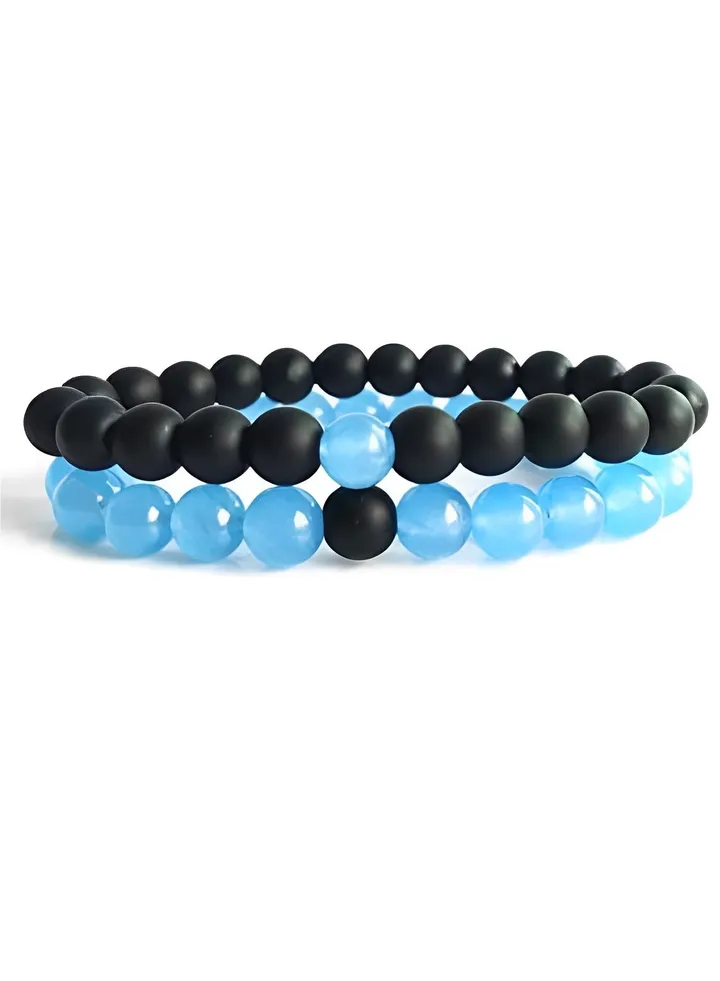 Couple Distance Bracelets Healing Energy Balance Beads Bracelets Blue and Black