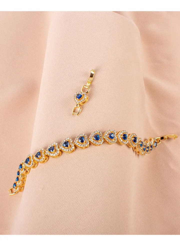 Blue Zirconic Heart Stainless Steel Bracelet