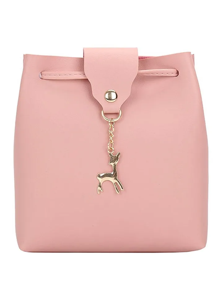 Deer Pendant Decorative Shoulder Bag Pink