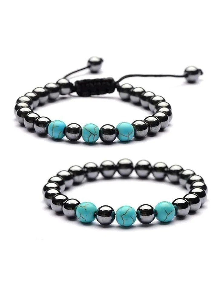 Hematite and turquoise energy bracelets