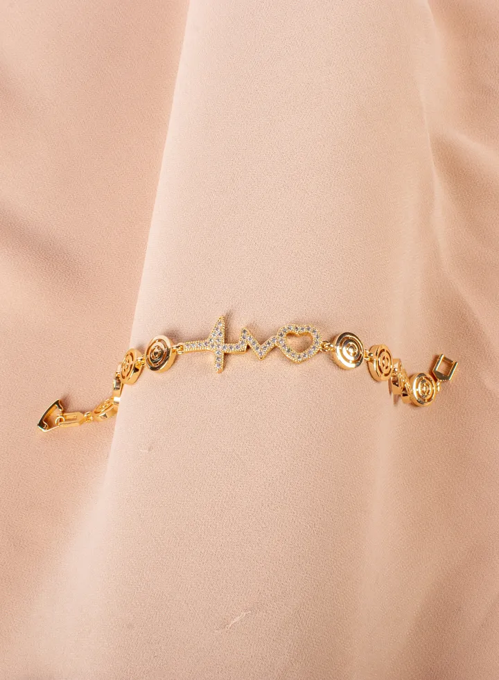 Chinese Gold Bracelet with Zirconic Heart Pulse