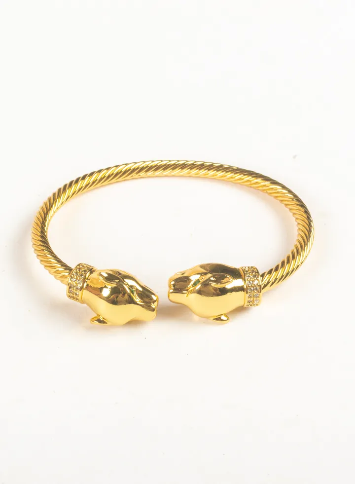 Chinese Gold Free Size Zirconic Panther Head Bracelet