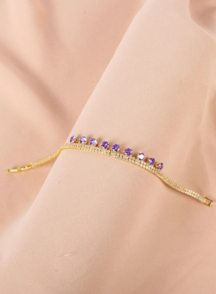 Purple Zirconic Stainless Steel Bracelet