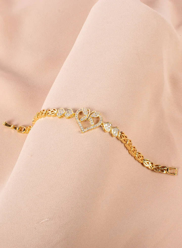 Chinese Gold Bracelet With Heart and Butterfly