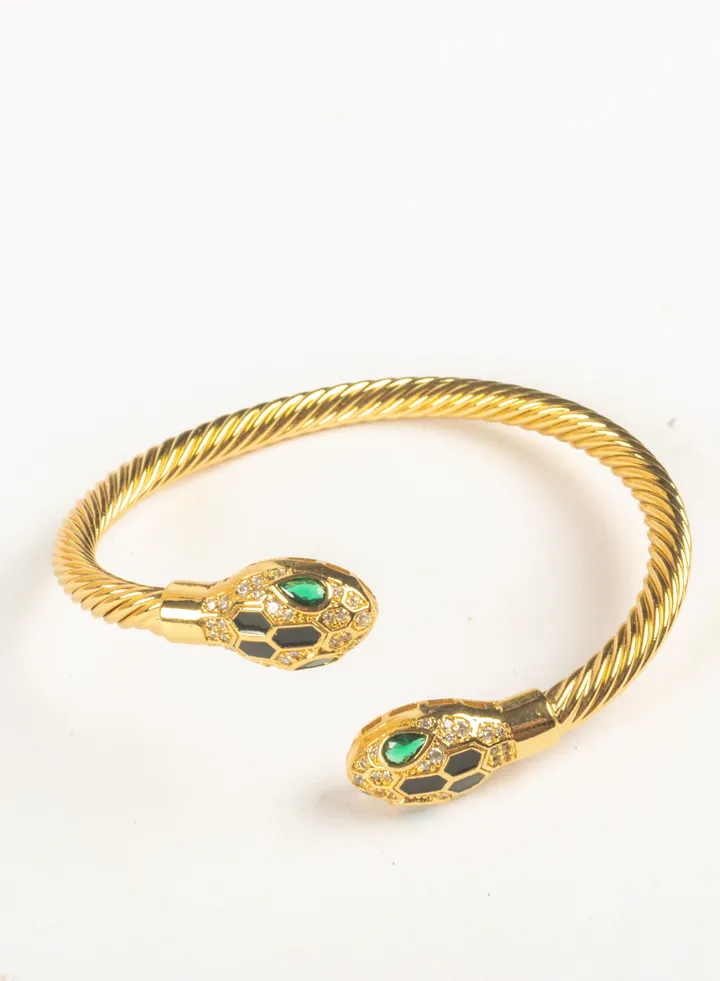 Chinese Gold Free Size Zirconic Snake Head Bracelet