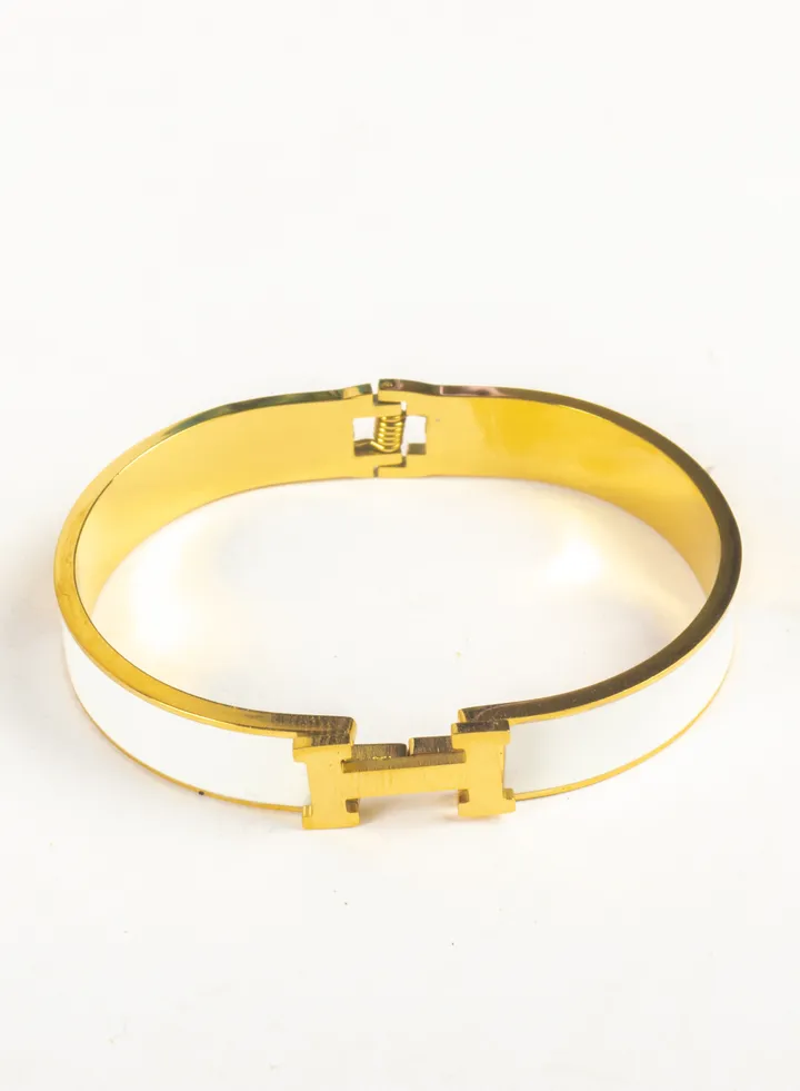 Stainless Steel Bracelet with H Letter White