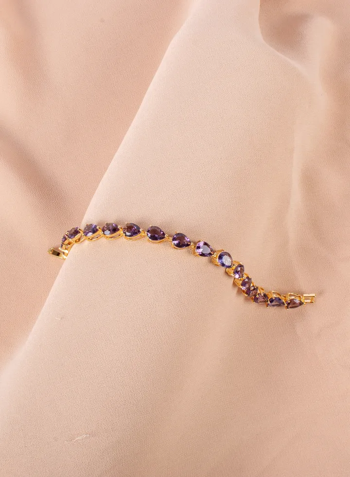Purple Zirconic Water Drops Stainless Steel Bracelet