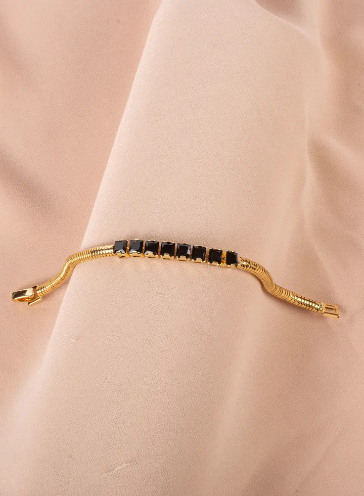 Black Zirconic Cubes Chinese Gold Bracelet