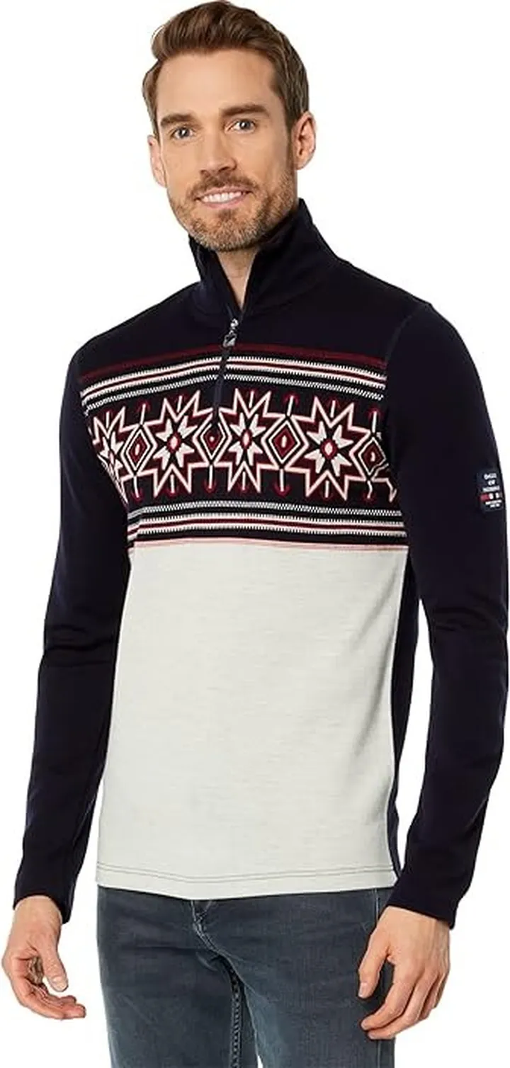 Dale of Norway Olympia Basic Sweater (Navy Off-White Raspberry) Men's Clothing