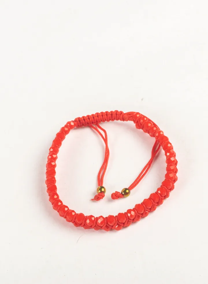 2 Layered Paracord Bracelet with Red Beads