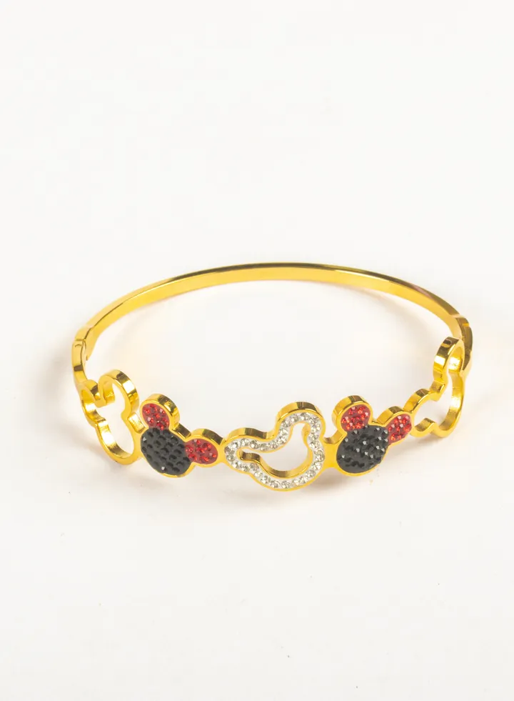 Stainless Steel Golden Bracelet with Zirconic Mouse