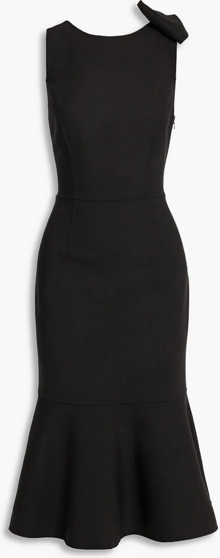 Fluted wool-blend crepe midi dress