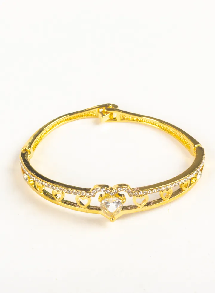 Platinum Zirconic Bracelet Gold with Zircon Heart Stone