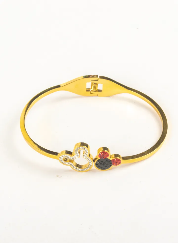 Stainless Steel Golden Bracelet with Zirconic Mouse
