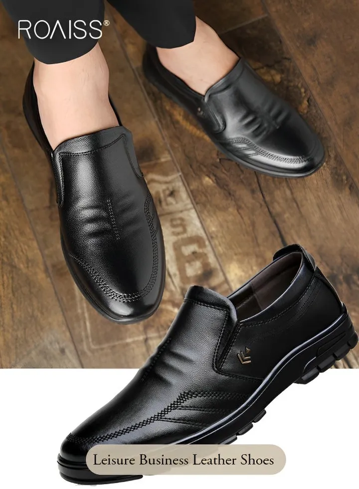 Men's Business Casual Leather Shoes Soft And Non Slip Versatile Pointed Casual Shoes Fashionable And Versatile Breathable Waterproof Single Shoe