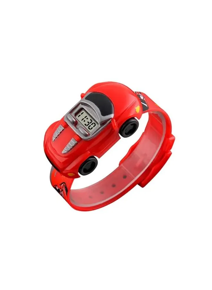 Boys' Car Shape Digital Watch Children Electronic Cartoon Wristwatches Outdoor Sport Watches with Adjustable Strap for Boys Girls 1241 - 28 mm - Red