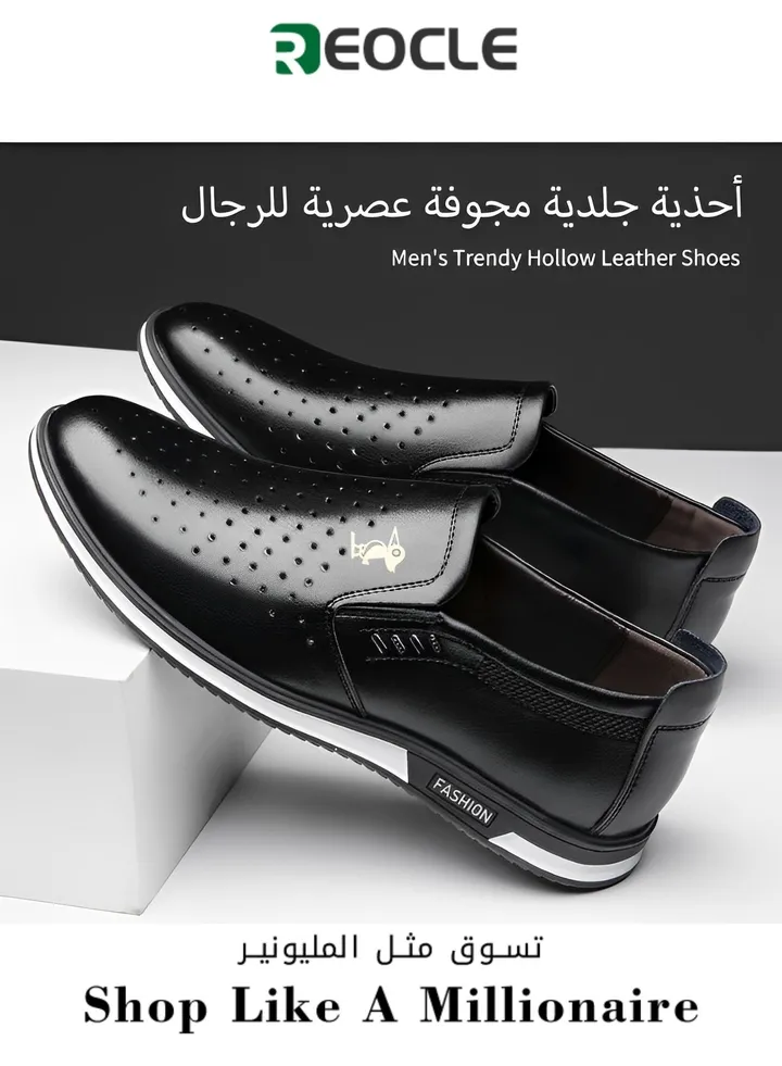 Men's Loafers Formal Business Dress Shoe Comfy Slip-On Casual Walking Flats with Leather Upper & Hand Sewing Technology Walking Sneakers for Men