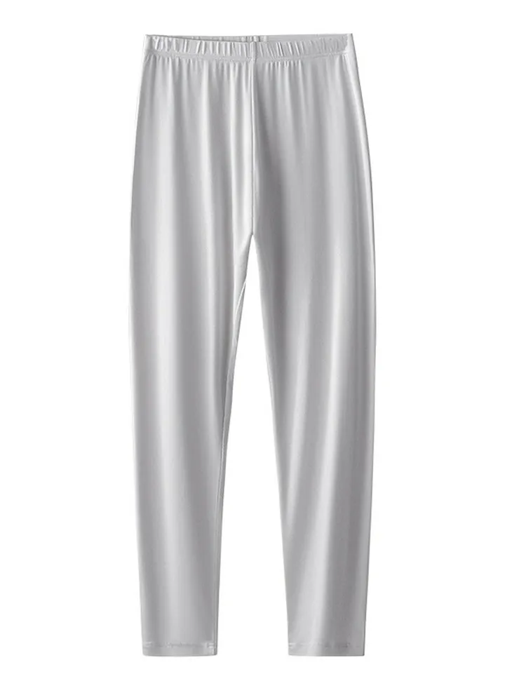 Women's Thin Tights Leggings Underwear Thermal Pants Long Johns Bottoms Wintergear Warm Base Layer Bottoms Light Grey