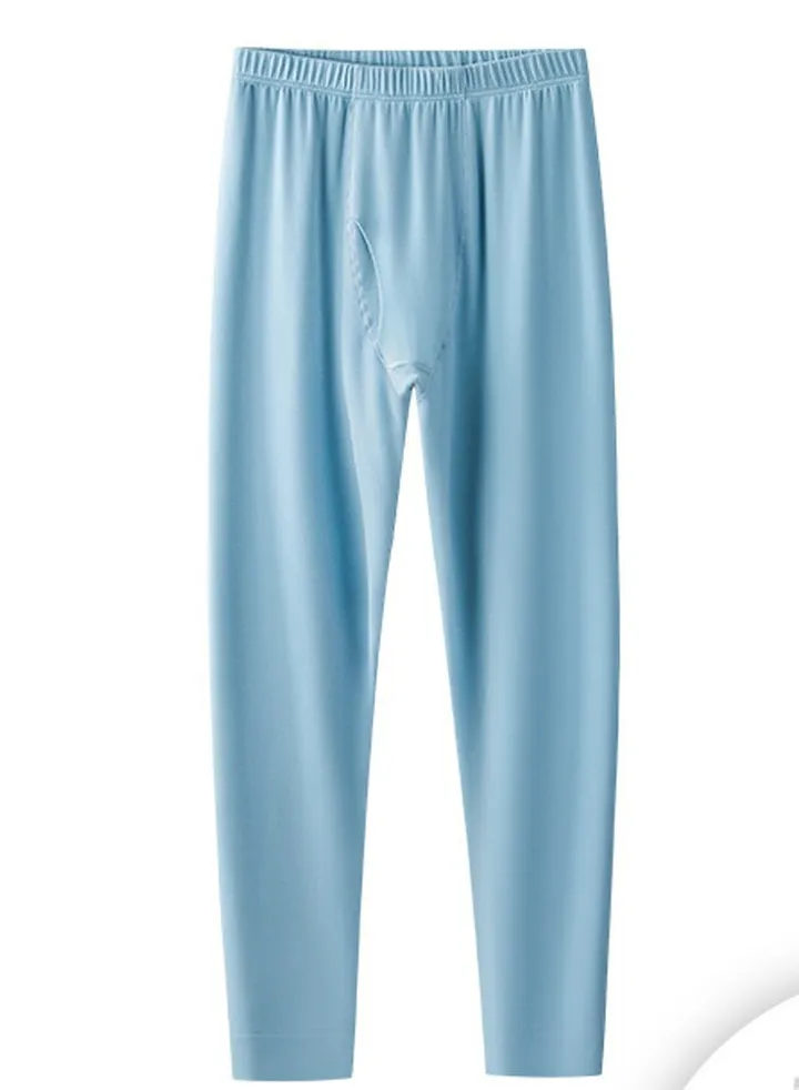 Men's Tights Leggings Underwear Thermal Pants Long Johns Bottoms Wintergear Warm Base Layer Bottoms Blue