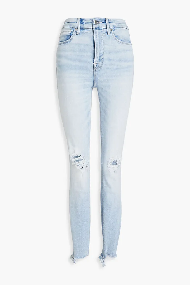 Good Waist distressed high-rise skinny jeans