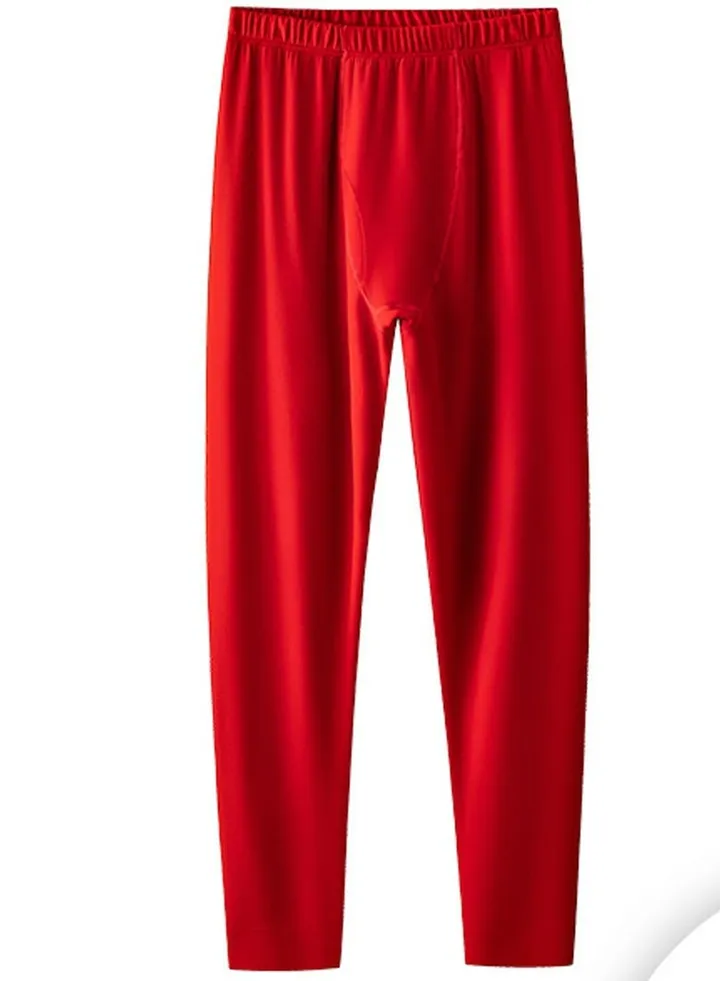 Men's Tights Leggings Underwear Thermal Pants Long Johns Bottoms Wintergear Warm Base Layer Bottoms Red