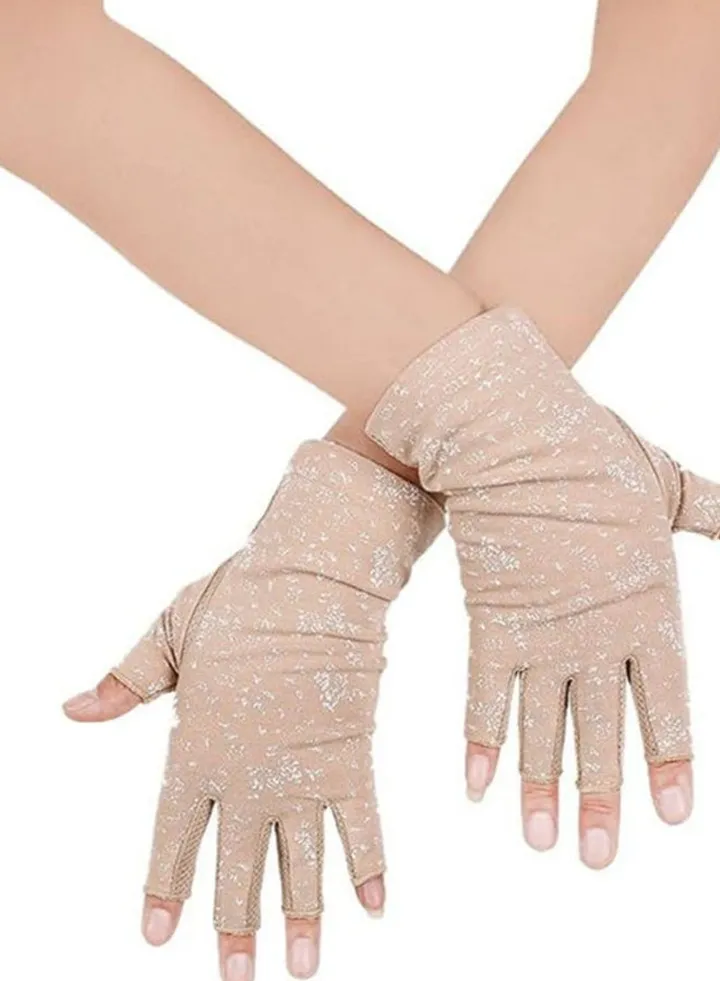 Pair Of Casual Printed Gloves Beige