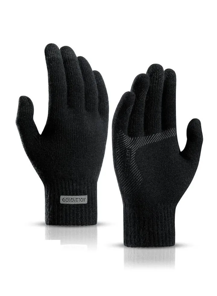Men's Warm Windproof Plush Anti-skid Casual Business Gloves