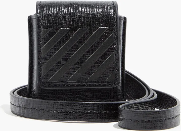 Striped textured-leather AirPods case